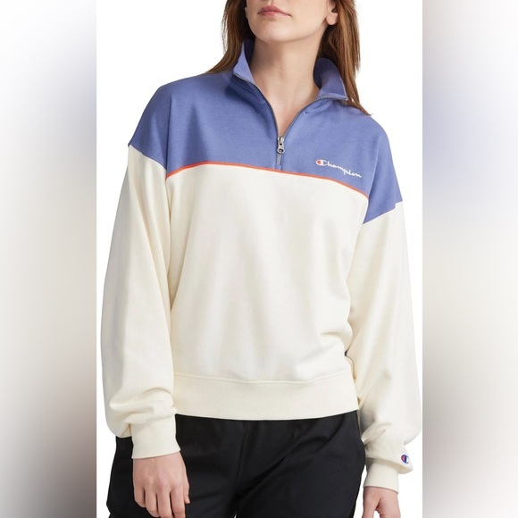 Champion Campus Colorblocked Half Zip Sweatshirt size L - Picture 2 of 13